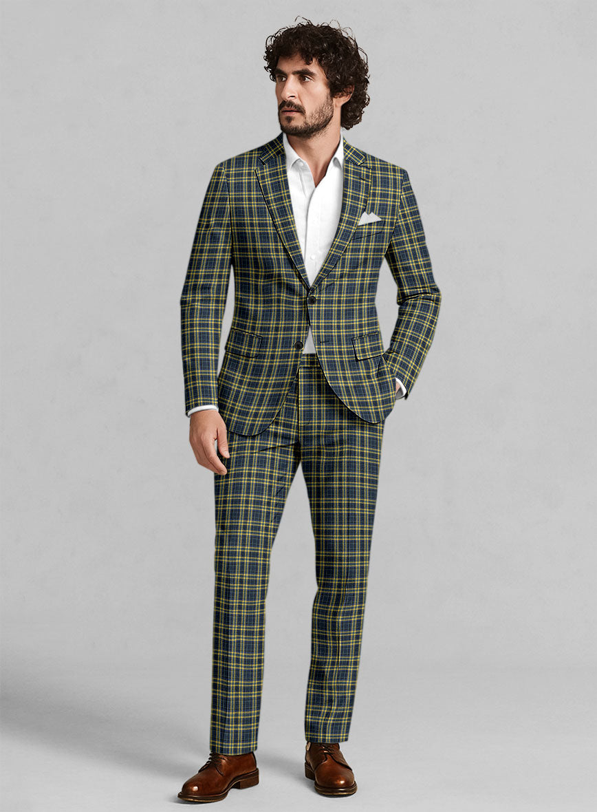 Noble Mario Check Wool Silk Linen Suit - StudioSuits