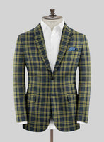 Noble Mario Check Wool Silk Linen Jacket - StudioSuits