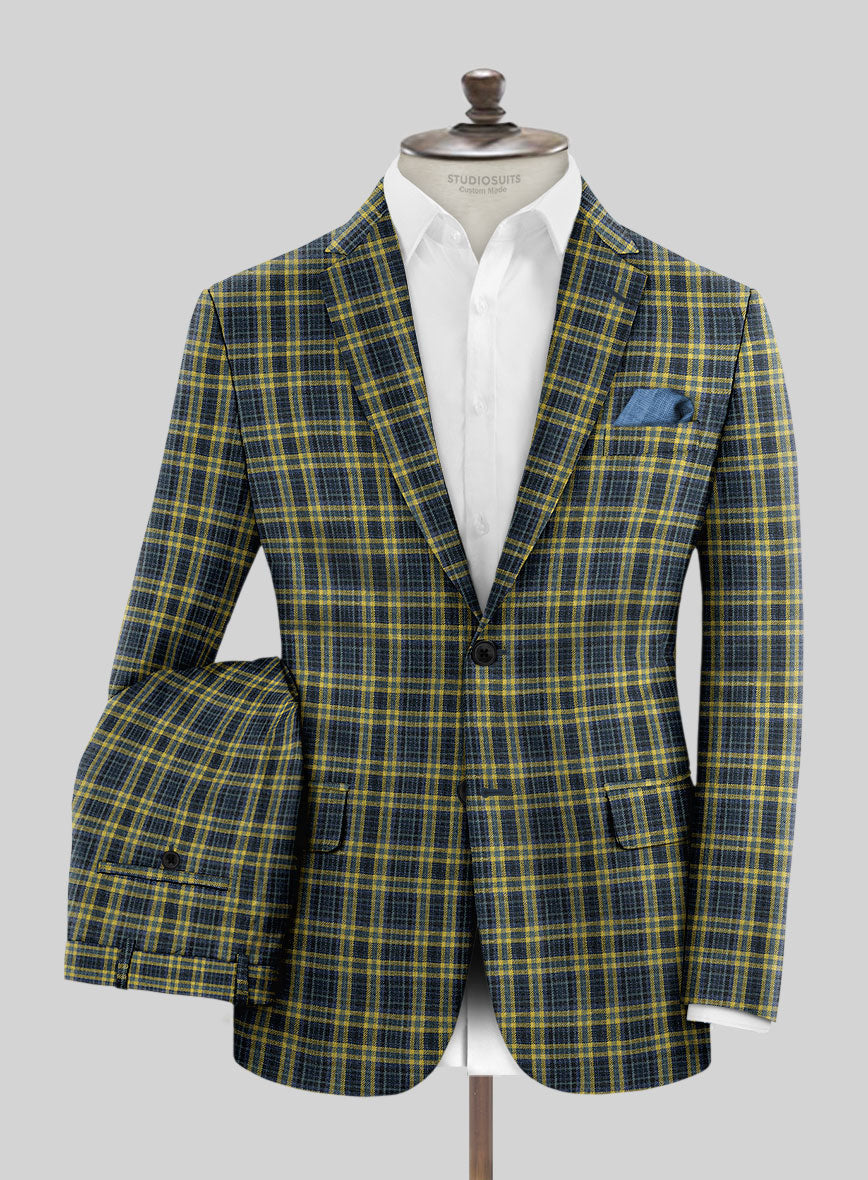 Noble Mario Check Wool Silk Linen Suit - StudioSuits