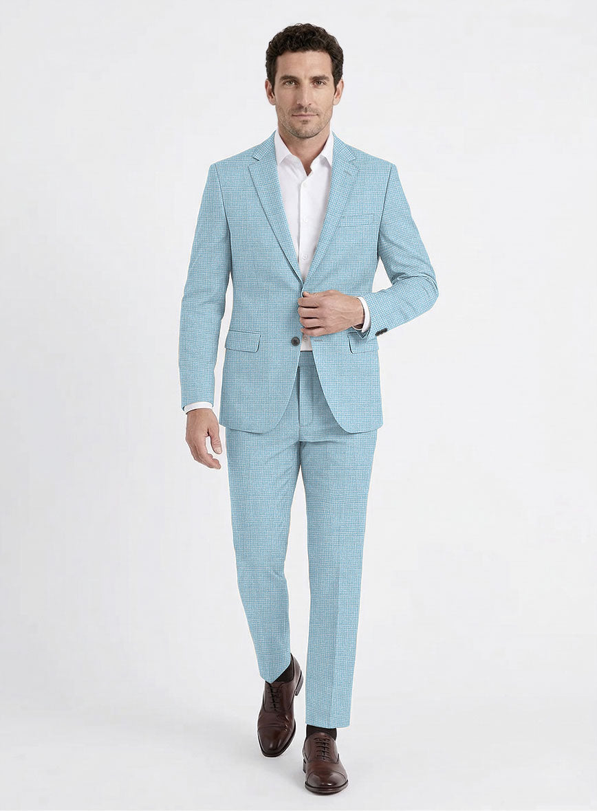 Noble Martina Blue Wool Silk Linen Suit - StudioSuits
