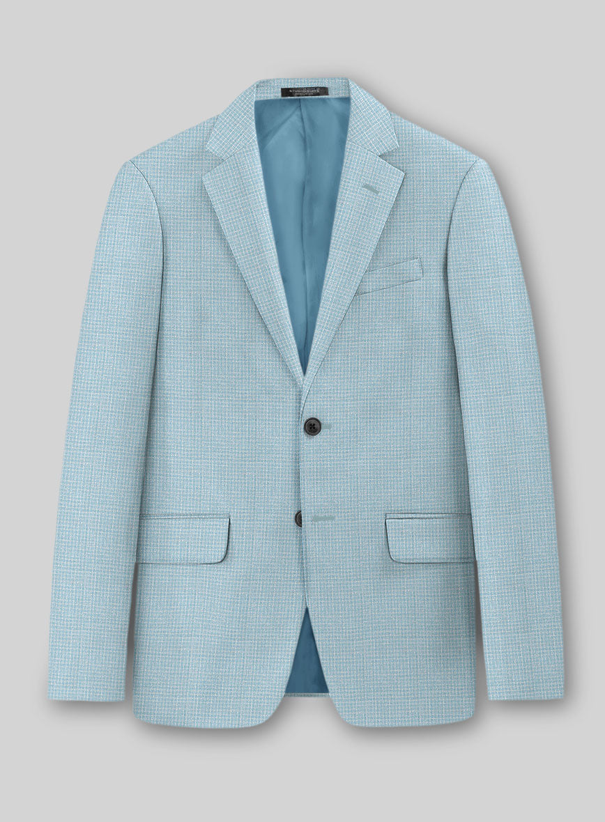 Noble Martina Blue Wool Silk Linen Jacket - StudioSuits