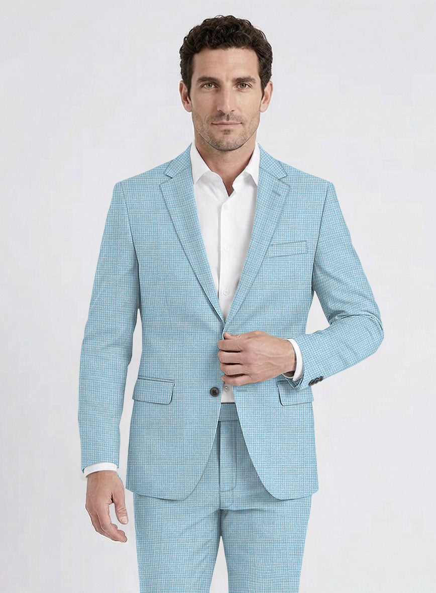 Noble Martina Blue Wool Silk Linen Jacket - StudioSuits