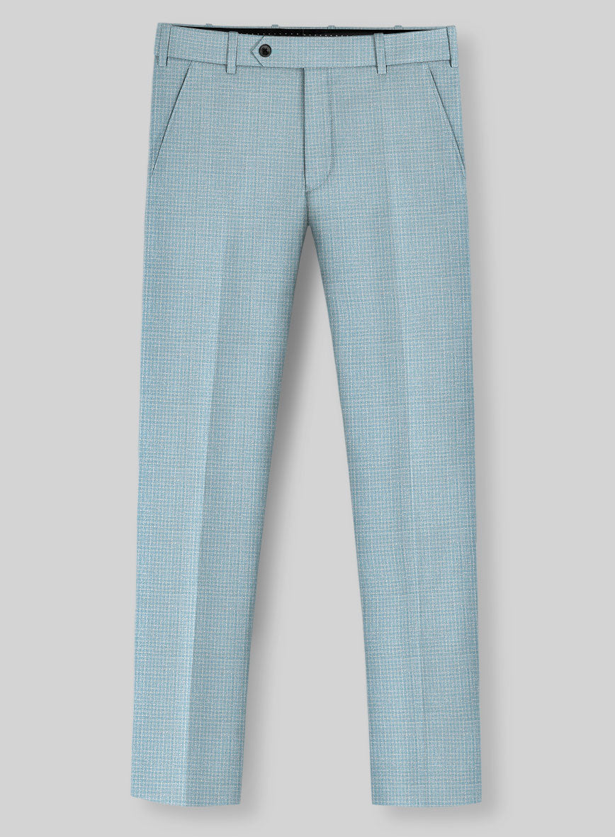 Noble Martina Blue Wool Silk Linen Pants - StudioSuits