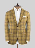 Noble Mateo Ochre Wool Silk Linen Jacket - StudioSuits