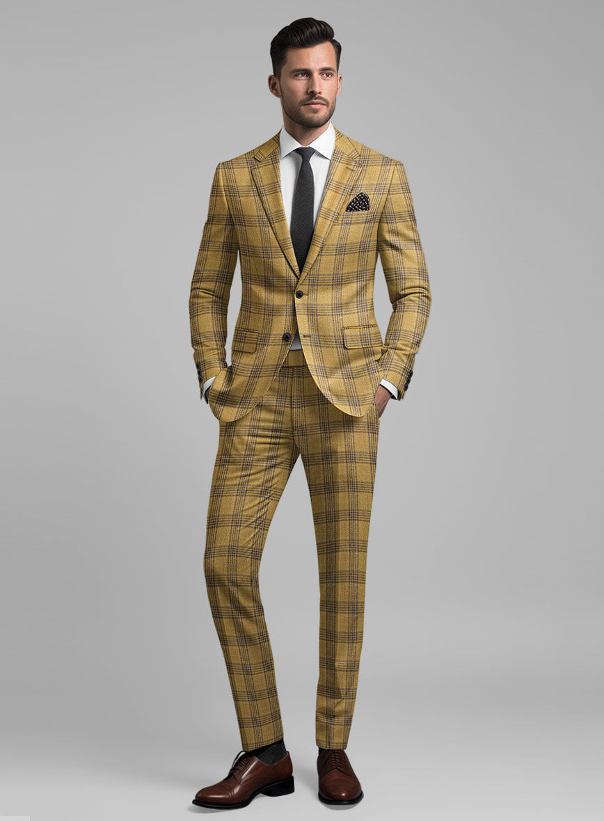 Noble Mateo Ochre Wool Silk Linen Suit - StudioSuits