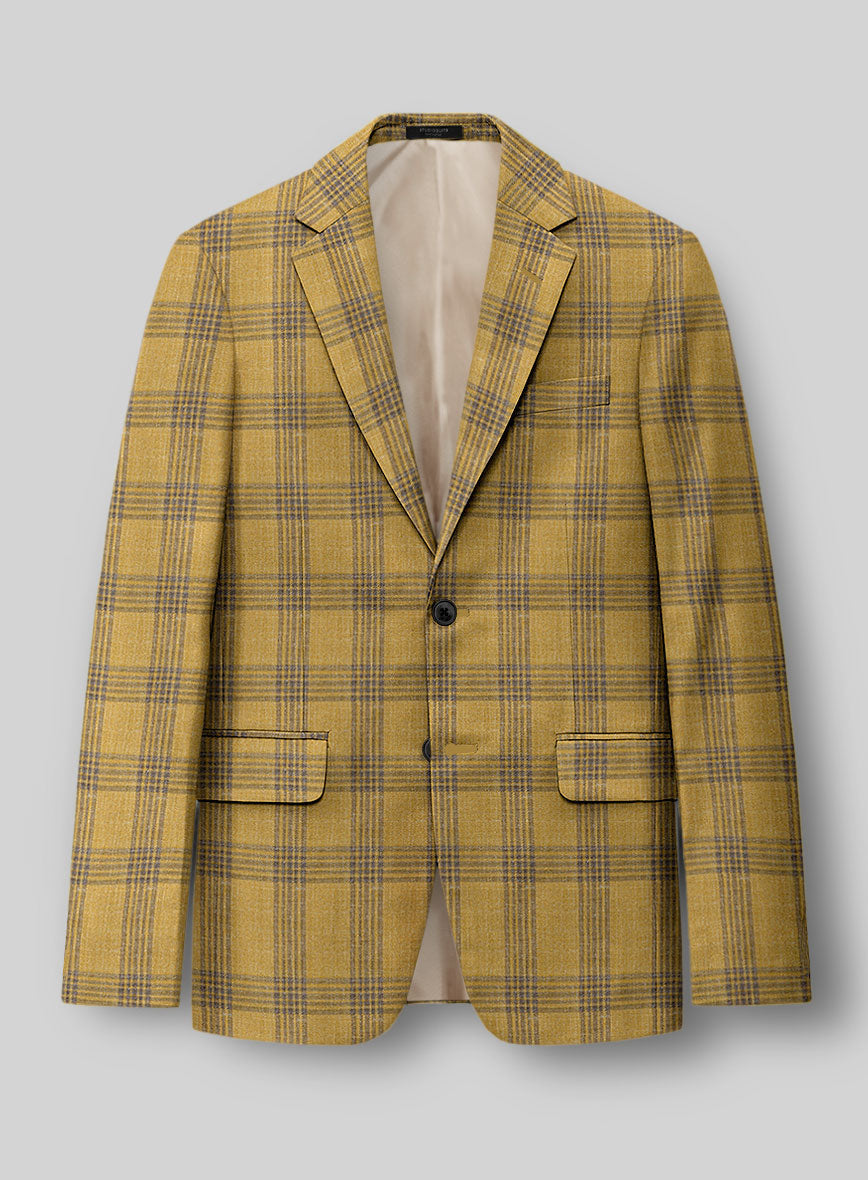 Noble Mateo Ochre Wool Silk Linen Jacket - StudioSuits