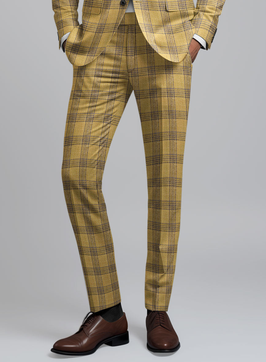 Noble Mateo Ochre Wool Silk Linen Pants - StudioSuits