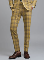 Noble Mateo Ochre Wool Silk Linen Pants - StudioSuits