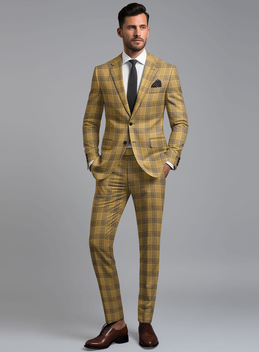 Noble Mateo Ochre Wool Silk Linen Suit - StudioSuits