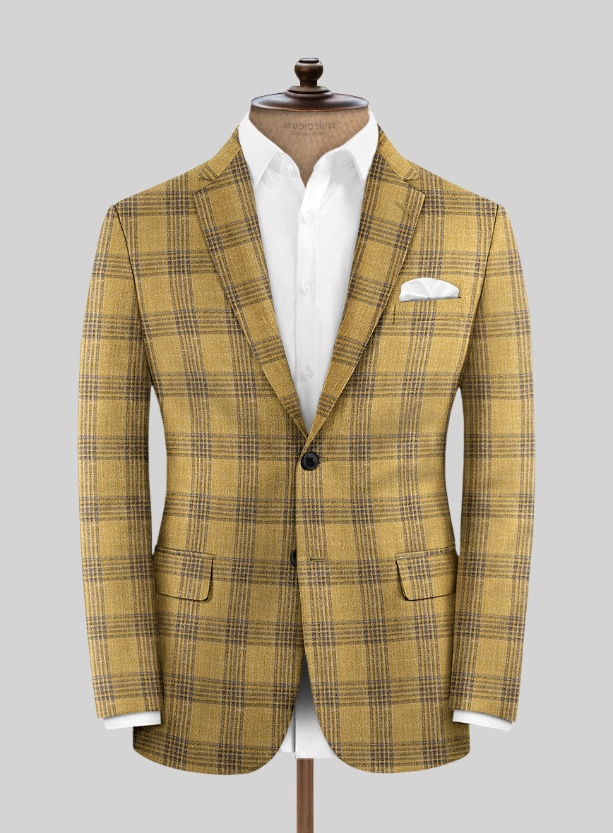 Noble Mateo Ochre Wool Silk Linen Suit - StudioSuits