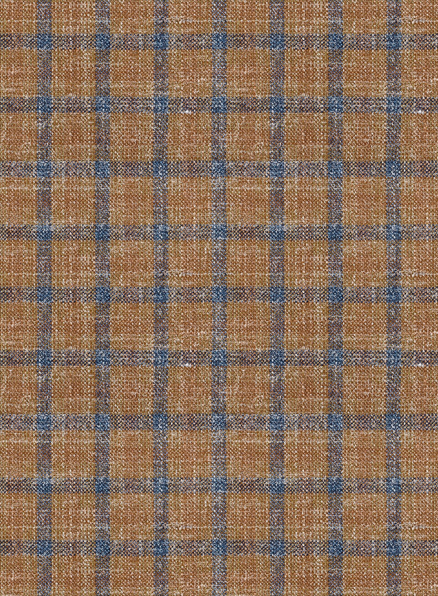 Noble Mustard Check Wool Silk Linen Suit - StudioSuits