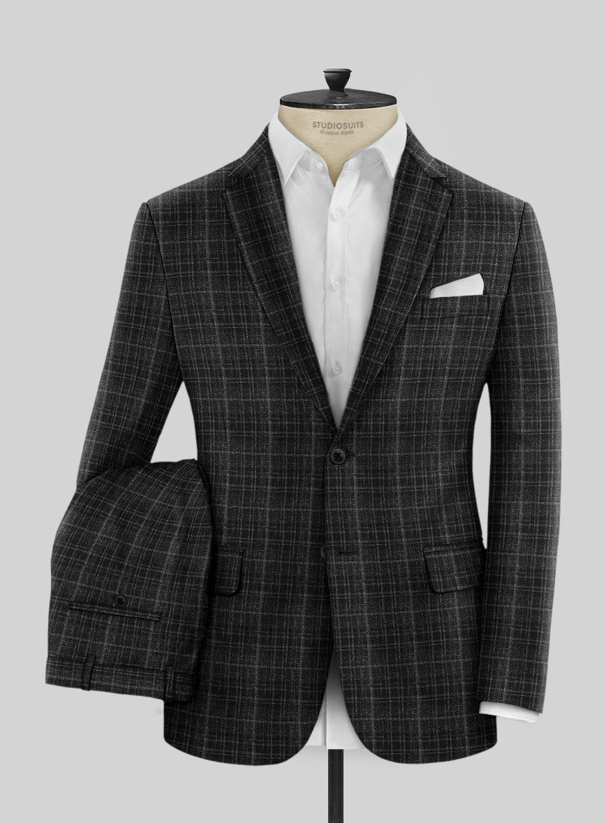 Noble Nicolas Black Wool Silk Linen Suit - StudioSuits