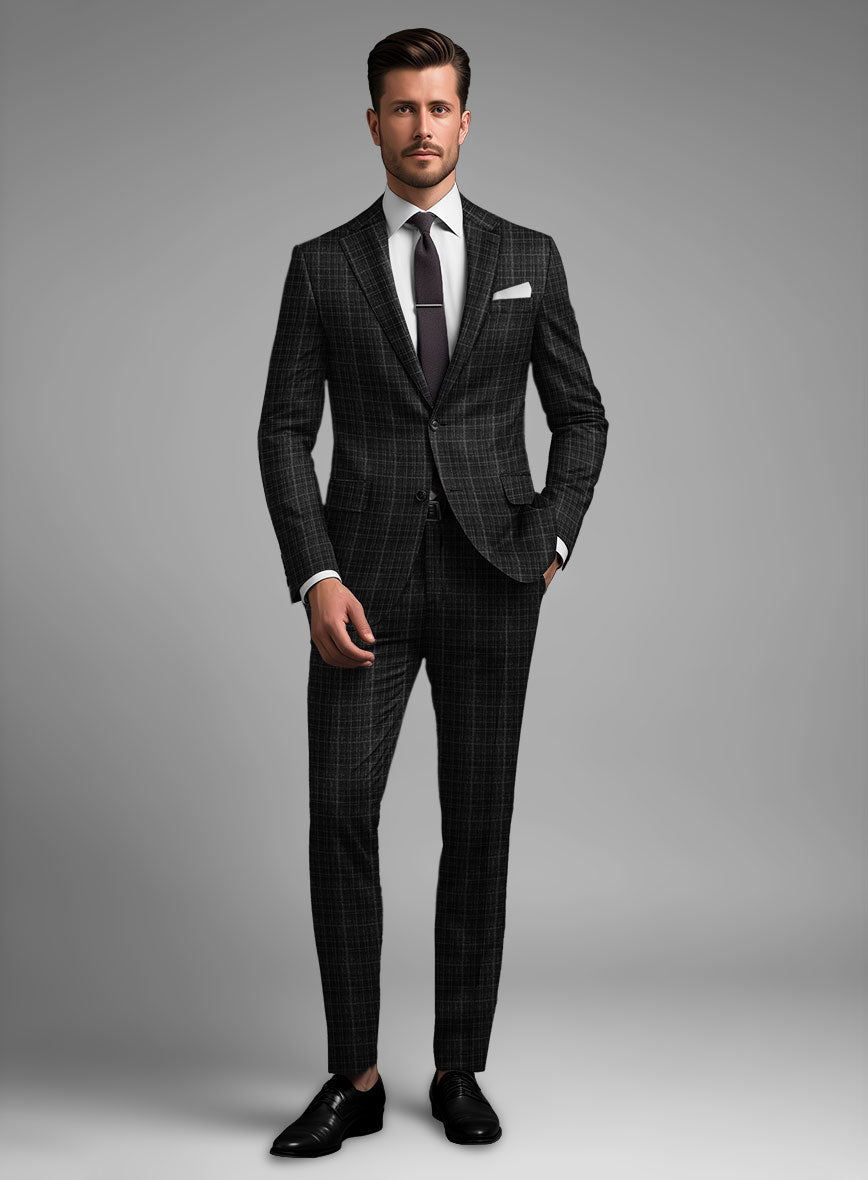Noble Nicolas Black Wool Silk Linen Suit - StudioSuits