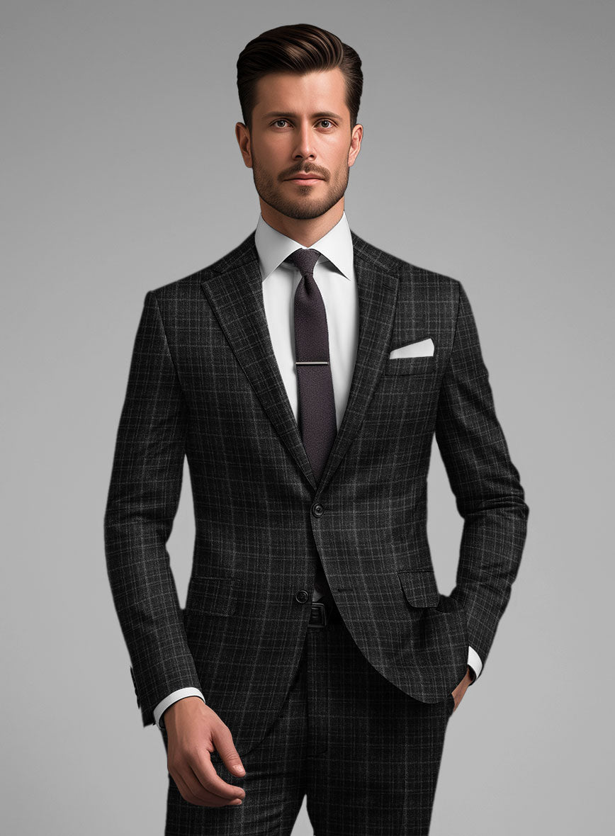 Noble Nicolas Black Wool Silk Linen Jacket - StudioSuits