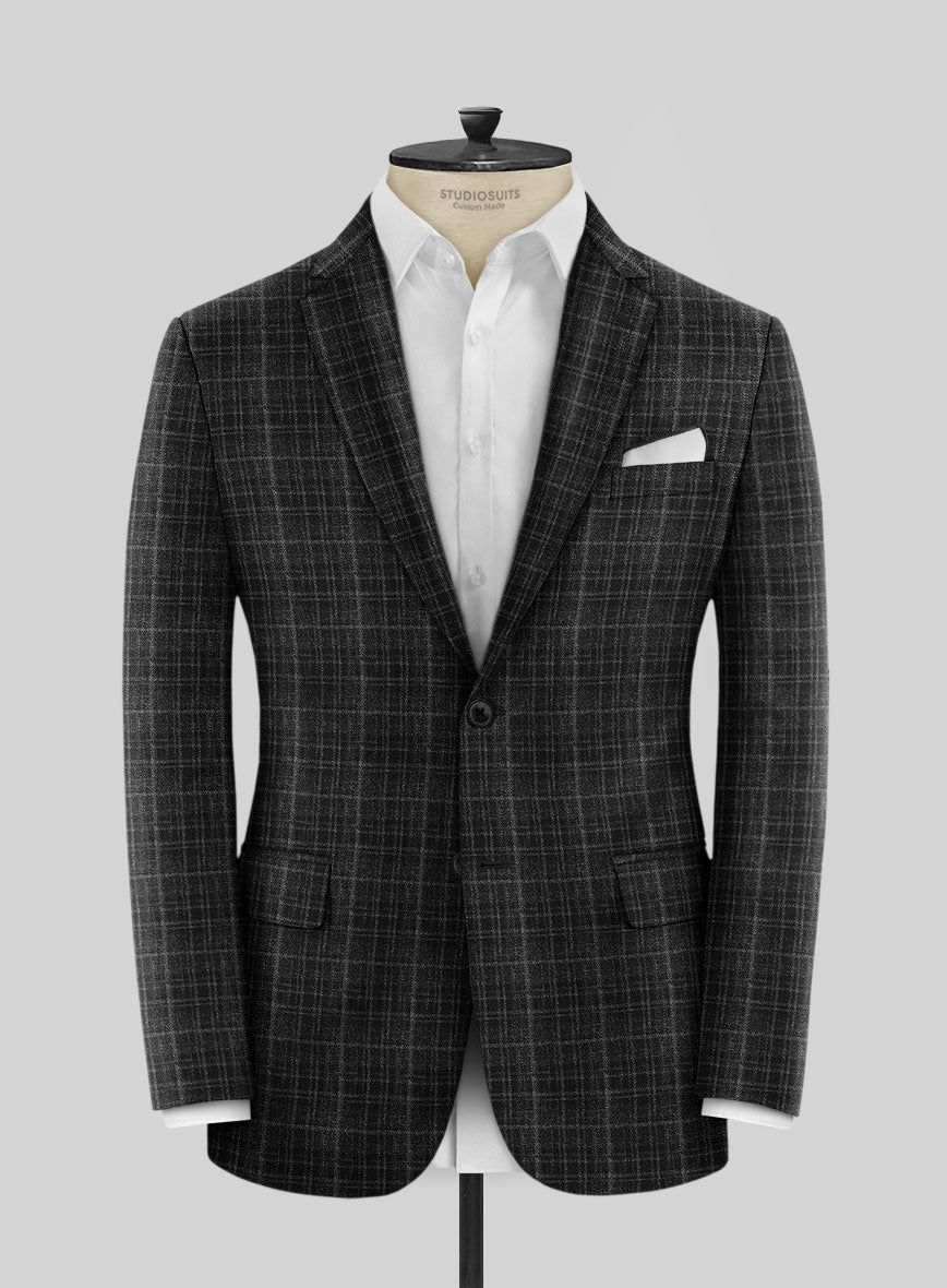 Noble Nicolas Black Wool Silk Linen Jacket - StudioSuits