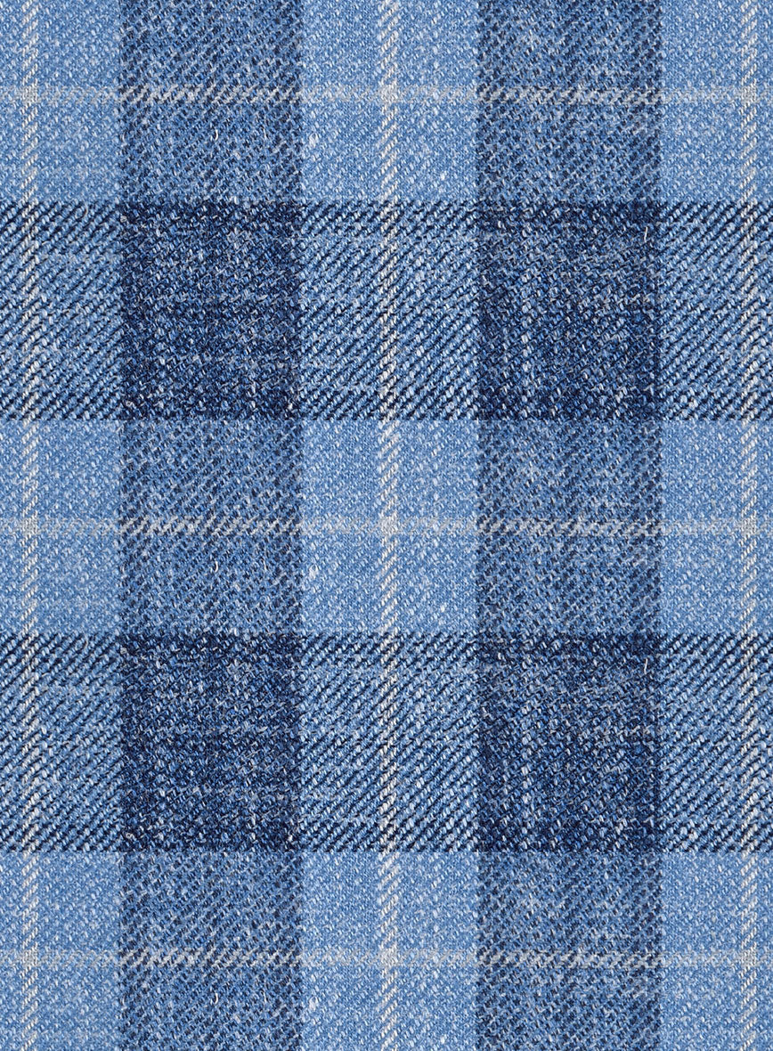 Noble Pilar Blue Wool Silk Linen Jacket - StudioSuits