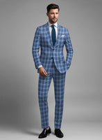 Noble Pilar Blue Wool Silk Linen Suit - StudioSuits