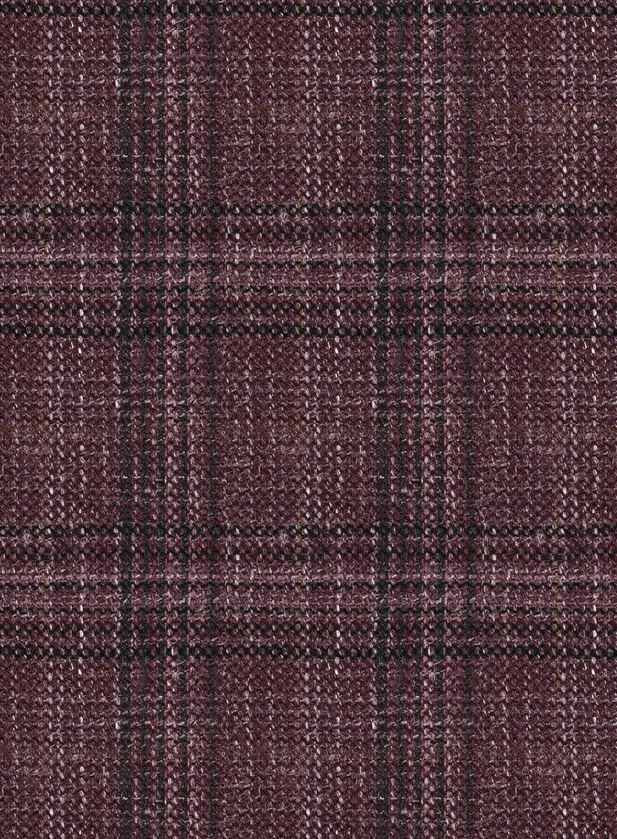 Noble Purple Check Wool Silk Linen Pants - StudioSuits