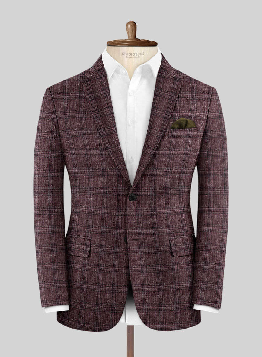 Noble Purple Check Wool Silk Linen Suit - StudioSuits