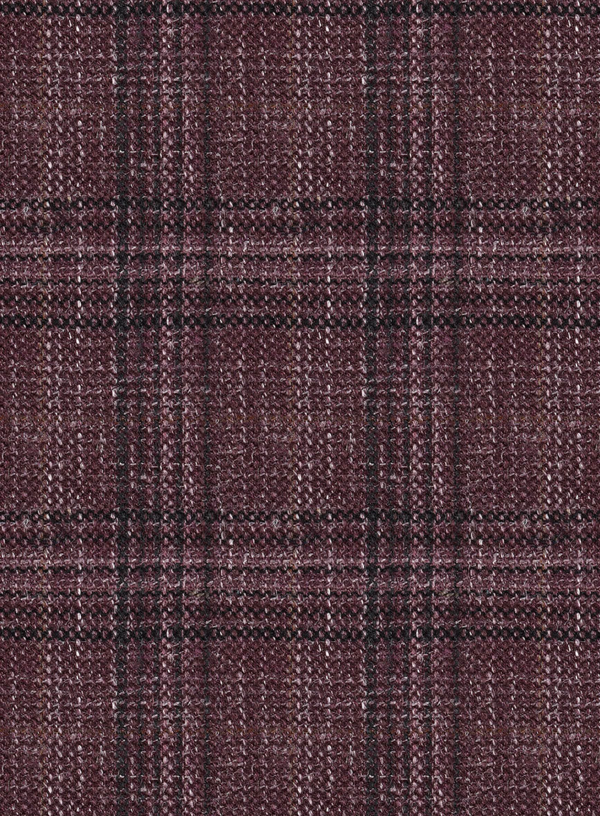 Noble Purple Check Wool Silk Linen Pants - StudioSuits