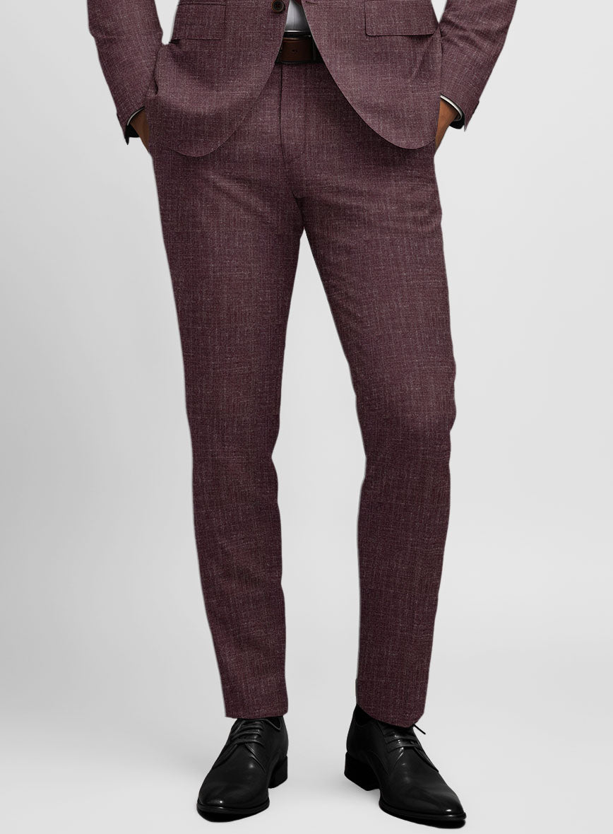 Noble Purple Wool Silk Linen Pants - StudioSuits