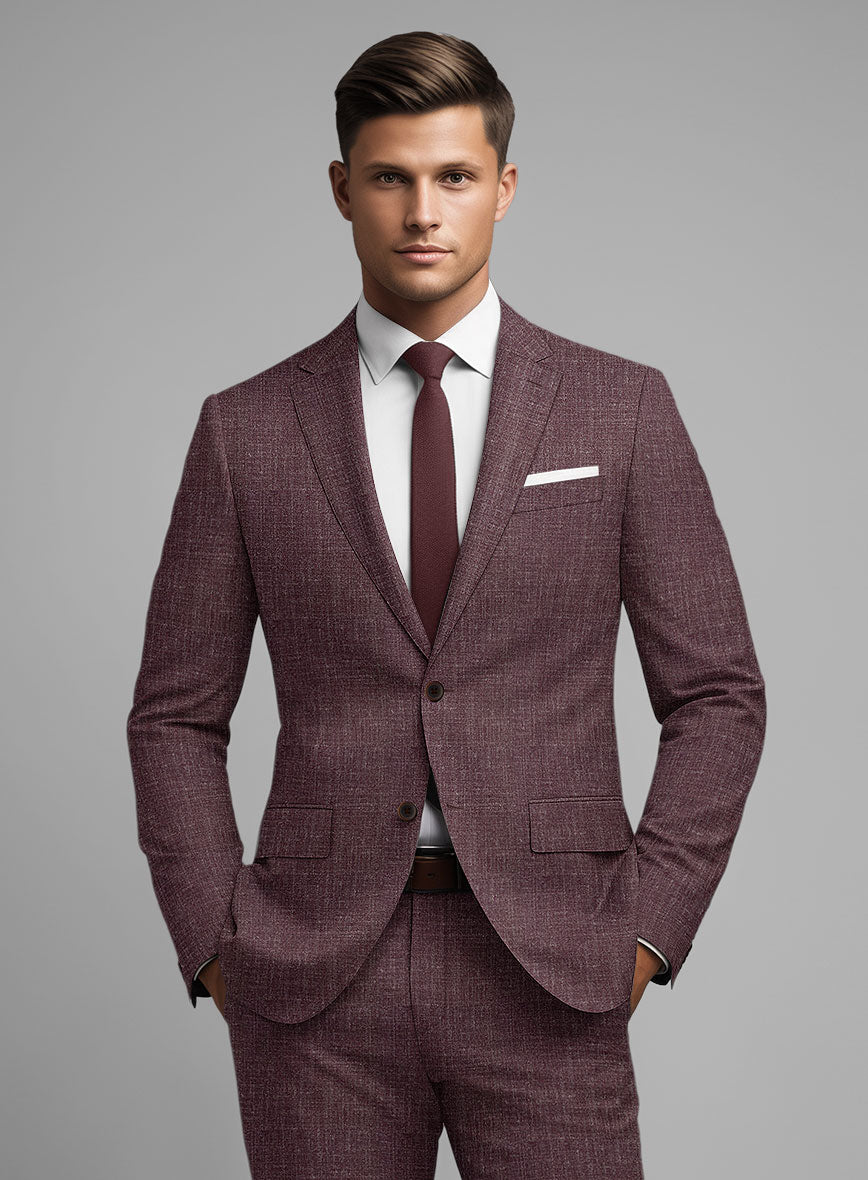 Noble Purple Wool Silk Linen Jacket - StudioSuits