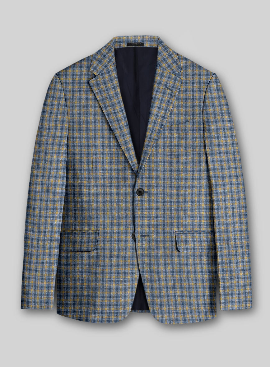 Noble Raquel Blue Wool Silk Linen Jacket - StudioSuits