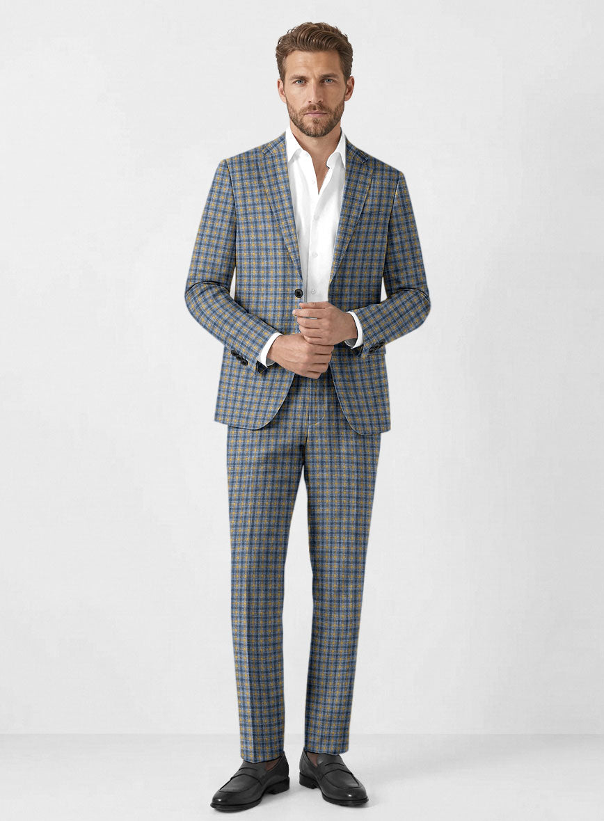 Noble Raquel Blue Wool Silk Linen Suit - StudioSuits