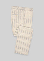 Noble Rosaria Cream Stripe Cotton Silk Linen Pants - StudioSuits