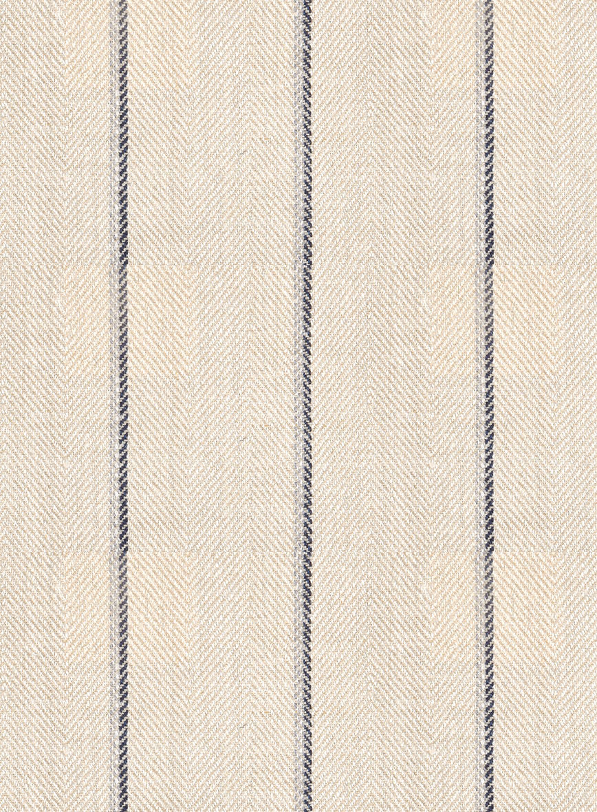Noble Rosaria Cream Stripe Cotton Silk Linen Pants - StudioSuits
