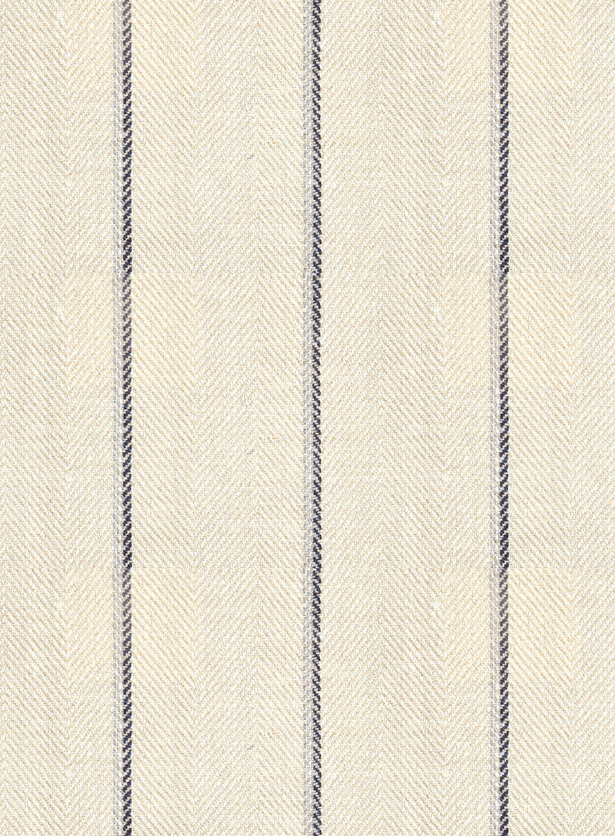Noble Rosaria Cream Stripe Cotton Silk Linen Pants - StudioSuits