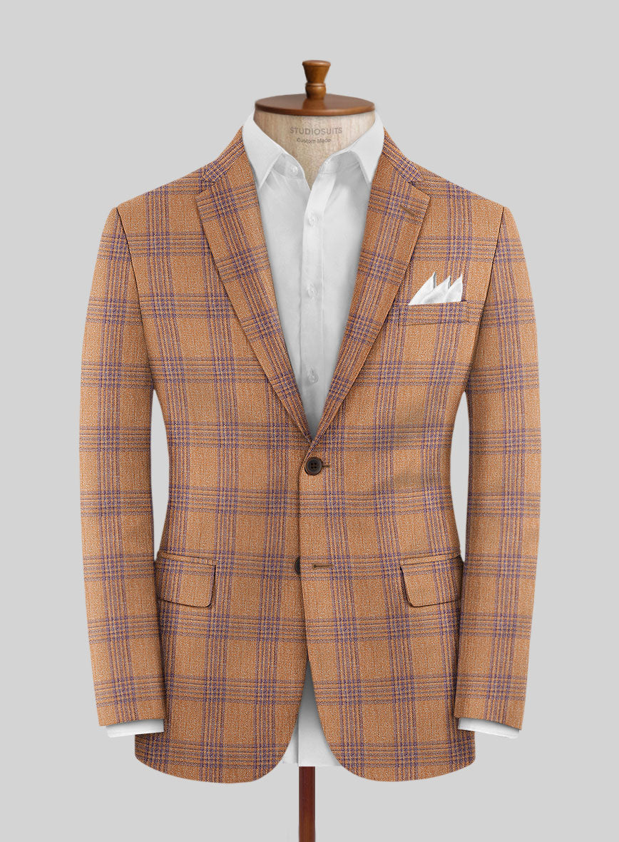 Noble Rust Check Wool Silk Linen Suit - StudioSuits