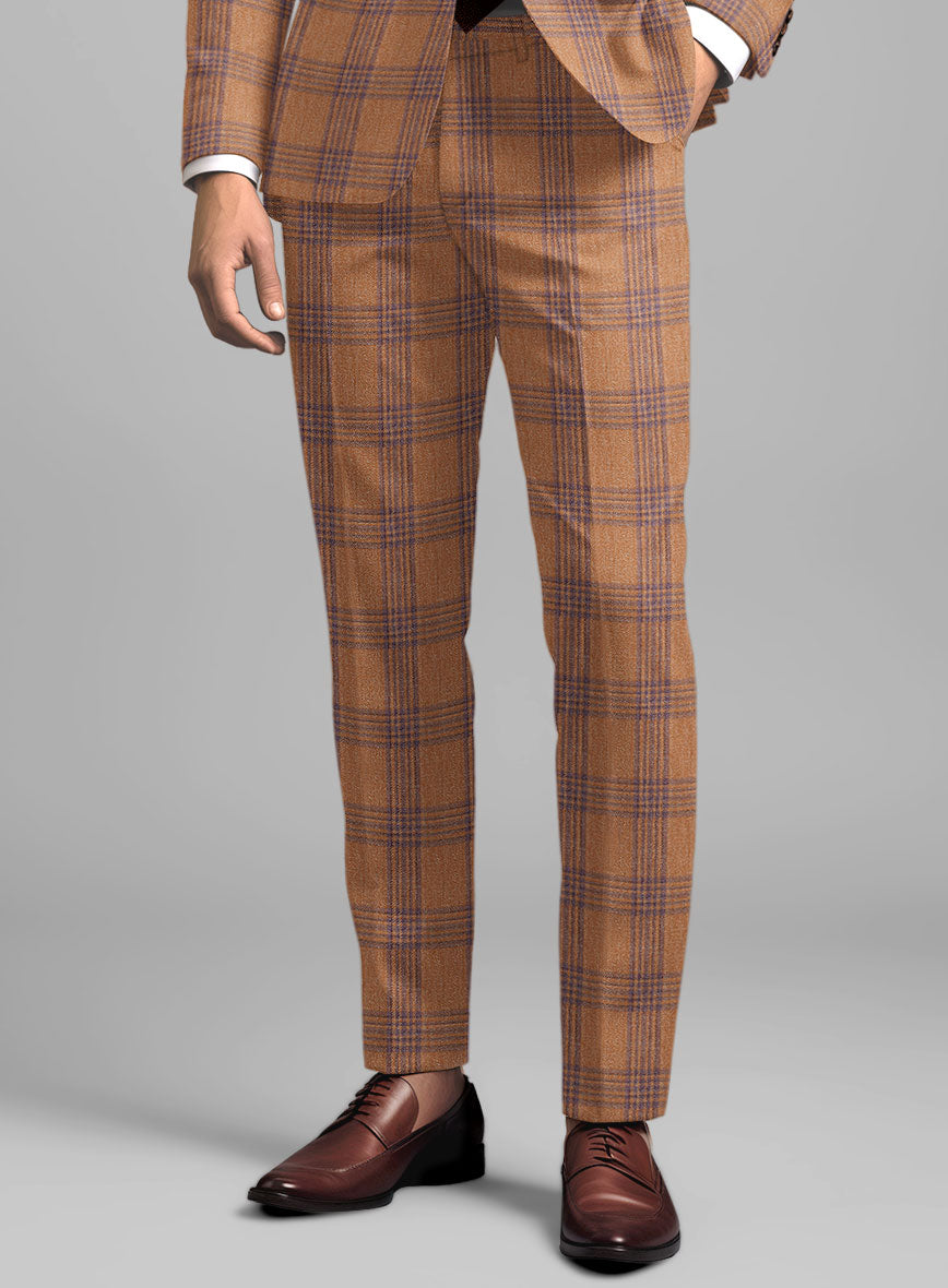 Noble Rust Check Wool Silk Linen Suit - StudioSuits