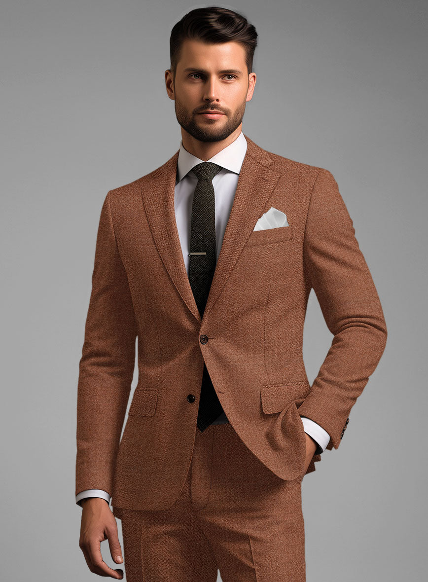 Noble Rust Wool Silk Linen Jacket - StudioSuits