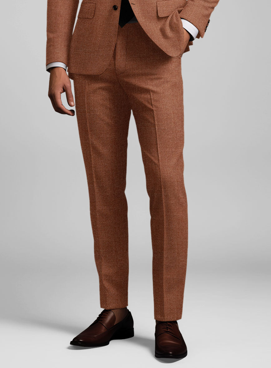 Noble Rust Wool Silk Linen Pants - StudioSuits