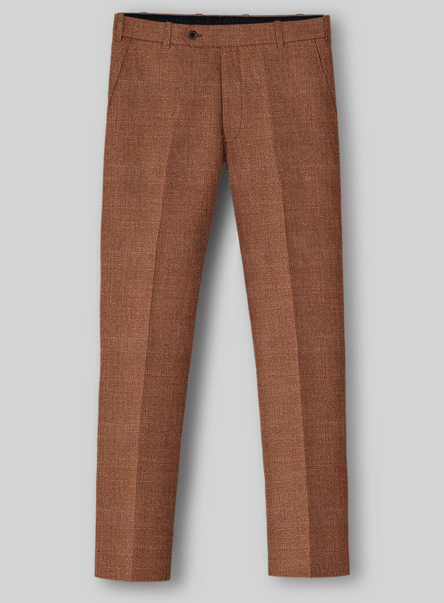 Noble Rust Wool Silk Linen Pants - StudioSuits