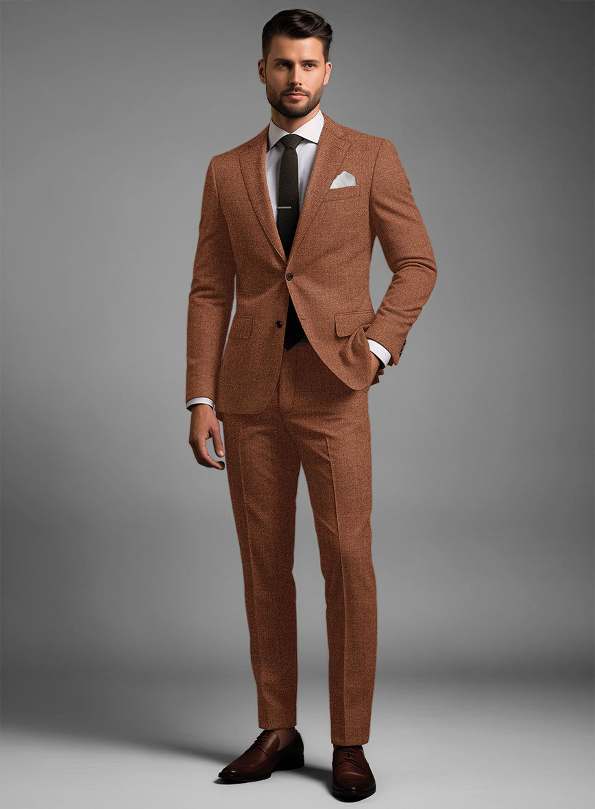 Noble Rust Wool Silk Linen Suit - StudioSuits