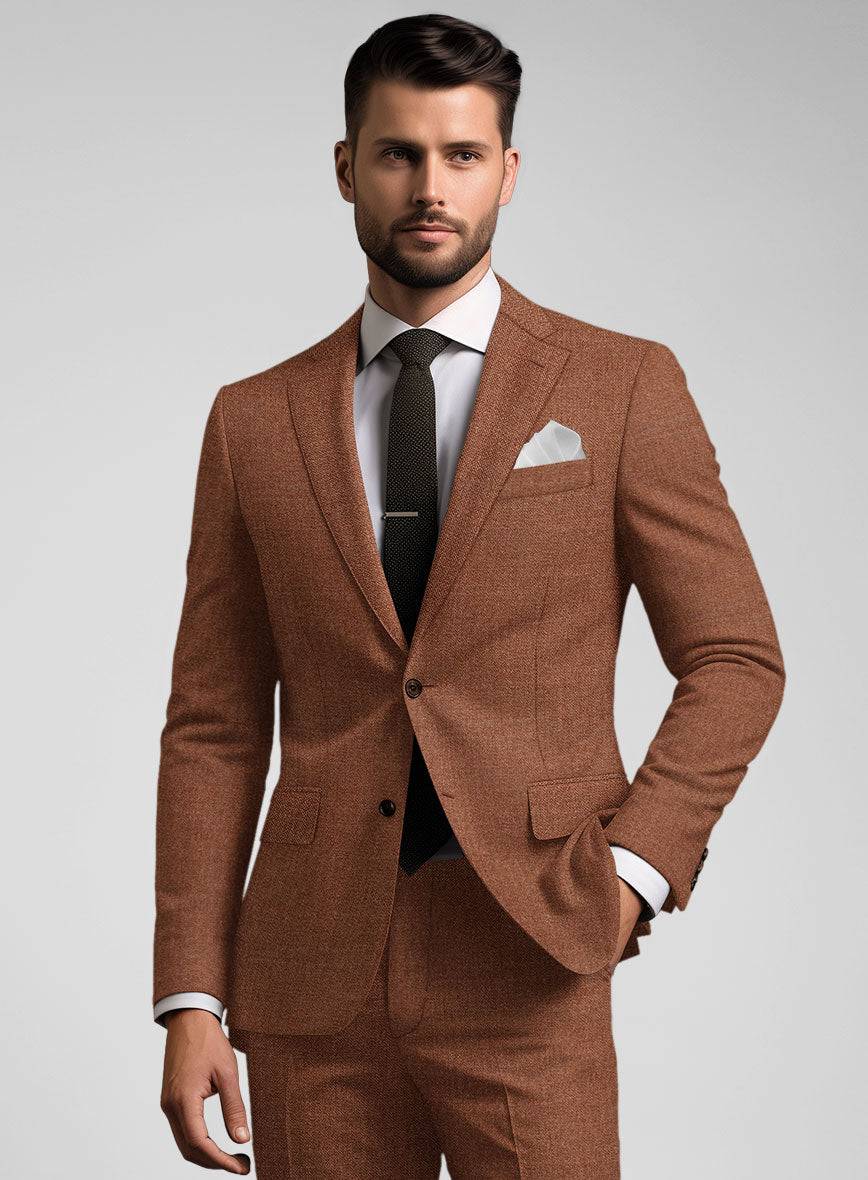 Noble Rust Wool Silk Linen Suit - StudioSuits