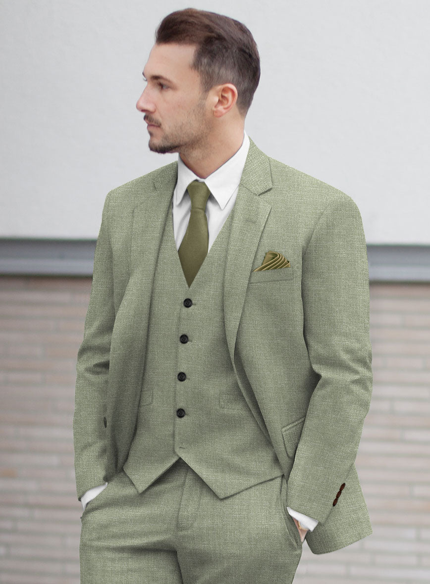 Noble Sage Green Wool Silk Linen Jacket - StudioSuits