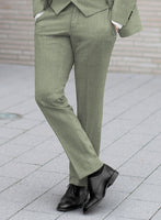 Noble Sage Green Wool Silk Linen Pants - StudioSuits