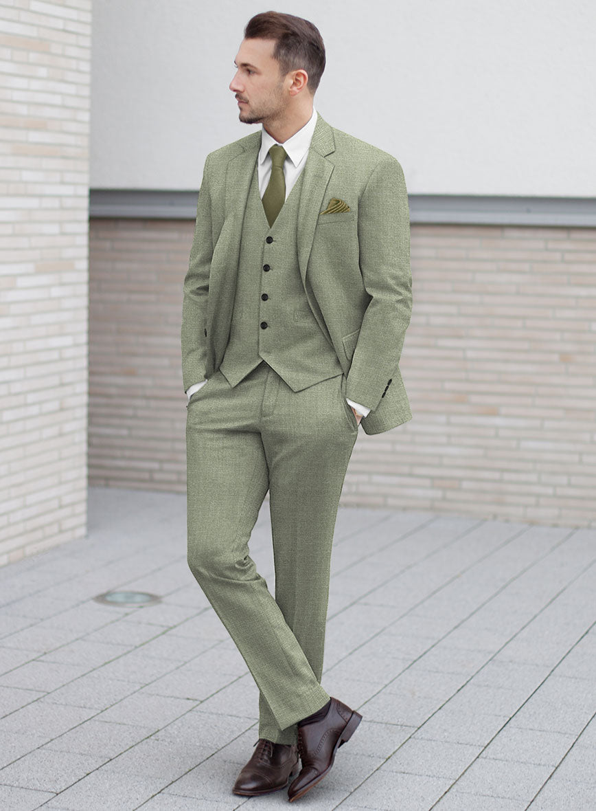 Noble Sage Green Wool Silk Linen Suit - StudioSuits