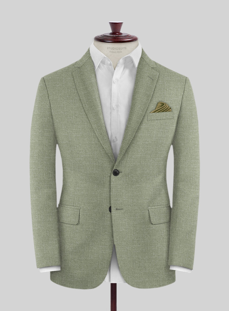 Noble Sage Green Wool Silk Linen Suit - StudioSuits