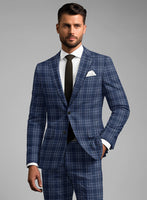 Noble Sandro Blue Wool Silk Linen Jacket - StudioSuits