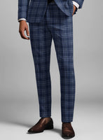 Noble Sandro Blue Wool Silk Linen Pants - StudioSuits