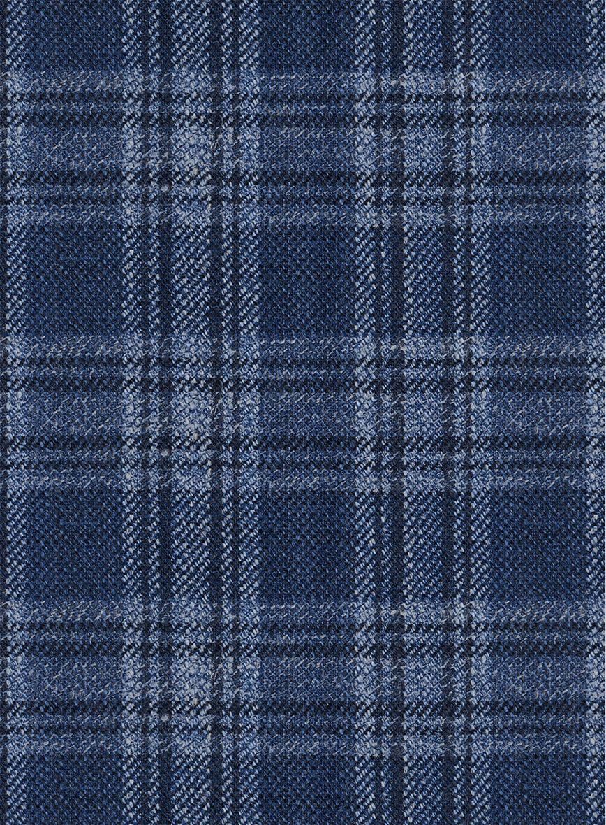 Noble Sandro Blue Wool Silk Linen Pants - StudioSuits