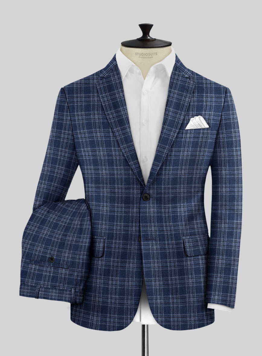 Noble Sandro Blue Wool Silk Linen Suit - StudioSuits