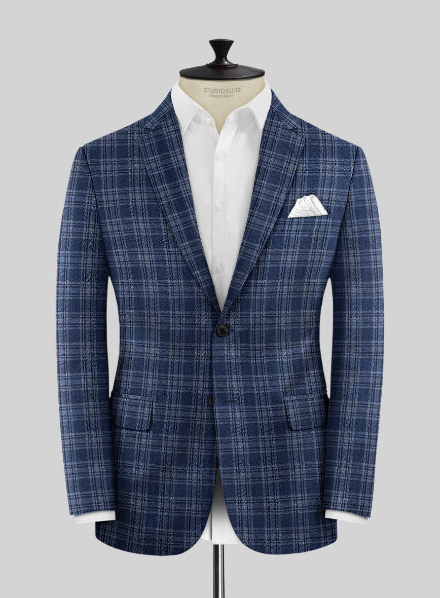 Noble Sandro Blue Wool Silk Linen Suit - StudioSuits