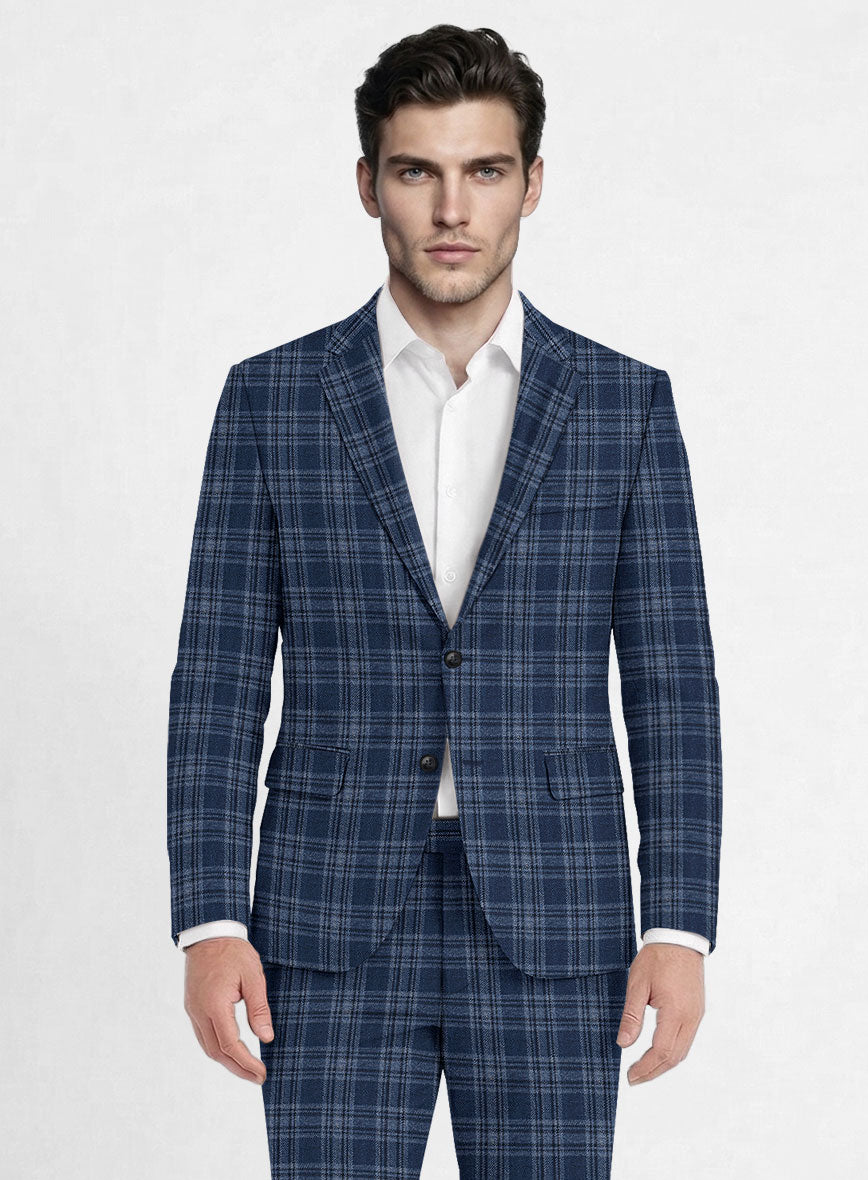 Noble Sandro Blue Wool Silk Linen Suit - StudioSuits