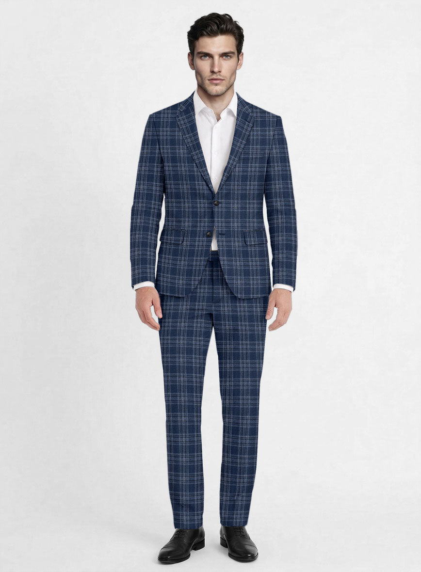 Noble Sandro Blue Wool Silk Linen Suit - StudioSuits