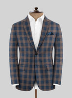 Noble Santiago Blue Wool Silk Linen Jacket - StudioSuits